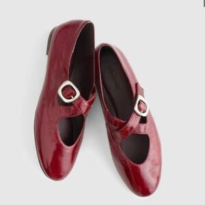 MADEWELL The Remy Crisscross Mary Jane Flat in Cabernet Patent Leather Size 9.5